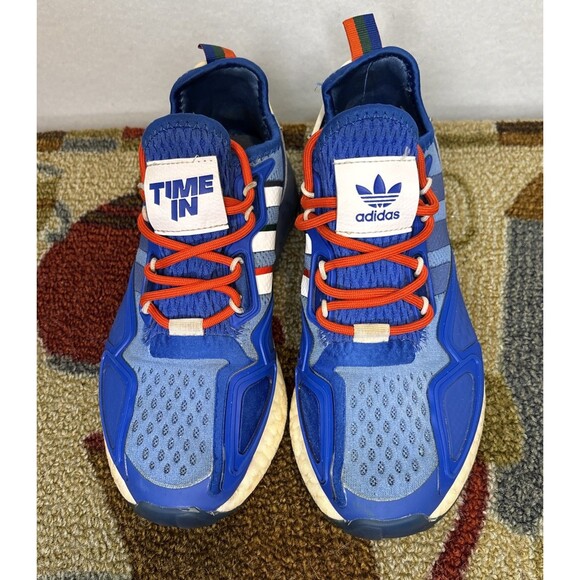 Adidas Ninja X ZX 2K Boost BLUE WHITE RED Shoes Youth Kids Boys 4.5 EUC 675001 - Picture 1 of 7